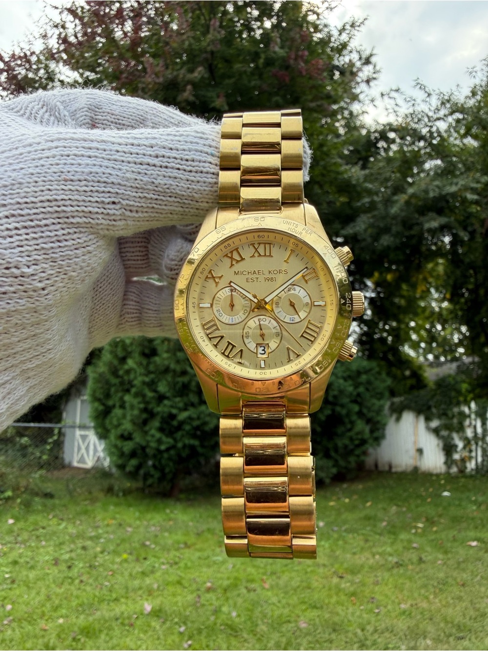 Michael Kors Layton MK8214 Gold Tone Unisex Chronograph Roman Numeral Watch